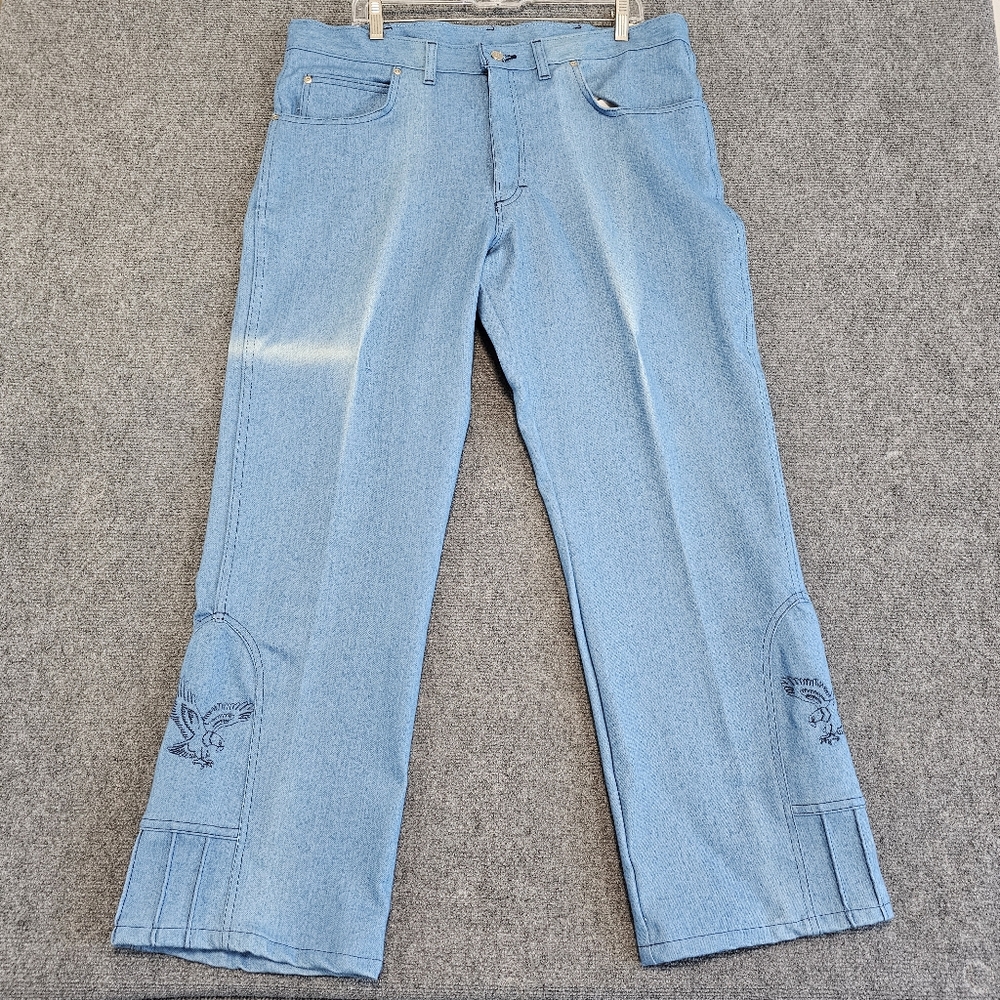 VTG Sheplers Denim Jeans Men's 38x30 Western Eagle Embroidered NWT Deadstock